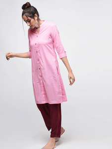 Lemon Tart Clothing LTK23 Button Neck Kurti - Light Pink