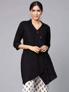 Lemon Tart Clothing LTK3 Overlap Detail Lawn Kurti - Black