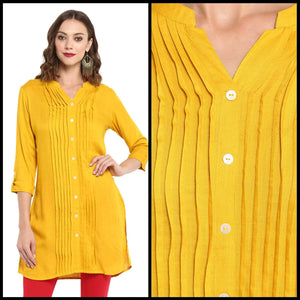 Lemon Tart Clothing LTK57 Pintuck Detail Kurti - Yellow