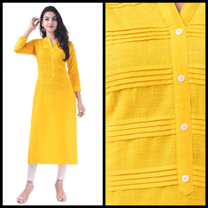 Lemon Tart Clothing LTK88 Pintuck Detail Stitched Kurti - Yellow