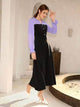Lemon Tart Color Block Button Detail Long Maxi Dress LTAMD629