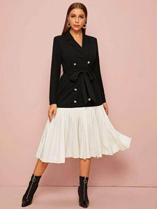 Lemon Tart Color Block Detail Long Dress LTAMD129 - Black
