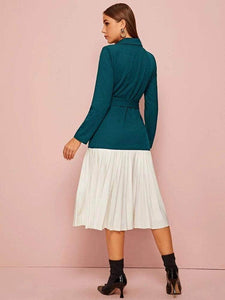 Lemon Tart Color Block Detail Long Dress LTAMD129 - Green
