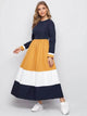 Lemon Tart Color Block Detail Long Dress LTAMD169
