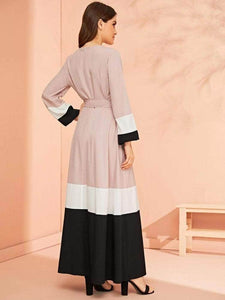Lemon Tart Color Block Detail Long Dress LTAMD9