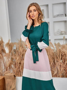 Lemon Tart Color Block Detail Long Maxi Dress LTAMD281