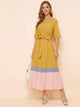 Lemon Tart Color Block Detail Maxi Long Dress LTAMD90