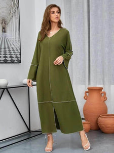 Lemon Tart Contrast Detail Long Maxi Dress LTAMD390 - Green