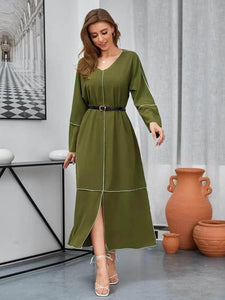 Lemon Tart Contrast Detail Long Maxi Dress LTAMD390 - Green