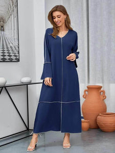 Lemon Tart Contrast Detail Long Maxi Dress LTAMD390 - Navy Blue