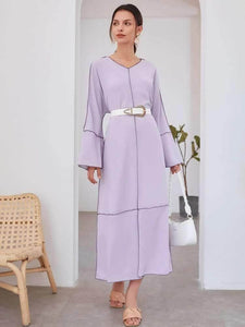 Lemon Tart Contrast Detail Long Maxi Dress LTAMD390 - Purple