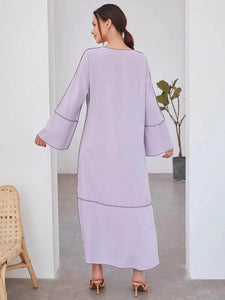 Lemon Tart Contrast Detail Long Maxi Dress LTAMD390 - Purple
