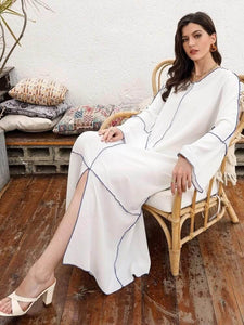 Lemon Tart Contrast Detail Long Maxi Dress LTAMD390 - White