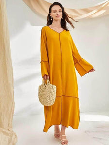 Lemon Tart Contrast Detail Long Maxi Dress LTAMD390 - Yellow