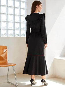Lemon Tart Contrast Trim Detail Long Dress LTAMD163