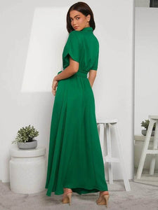 Lemon Tart Dolman Button Detail Long Dress LTAMD667 - Green