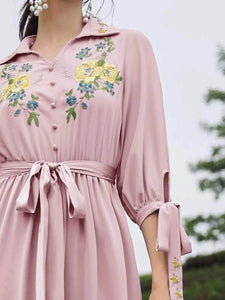Lemon Tart Embroidered Detail Long Maxi Dress LTAMD327 - Pink