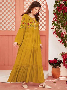 Lemon Tart Embroidered Detail Long Maxi Dress LTAMD360