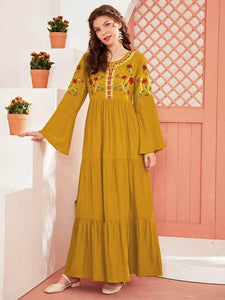 Lemon Tart Embroidered Detail Long Maxi Dress LTAMD360