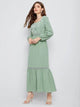 Lemon Tart Embroidered Detail Long Maxi Dress LTAMD363 - Green