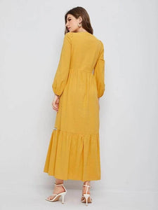 Lemon Tart Embroidered Detail Long Maxi Dress LTAMD363 - Yellow