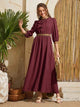 Lemon Tart Embroidered Detail Long Maxi Dress LTAMD453 - Maroon