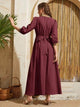 Lemon Tart Embroidered Detail Long Maxi Dress LTAMD453 - Maroon