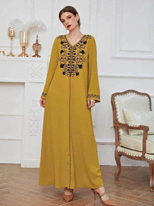 Lemon Tart Embroidered Detail Long Maxi Dress LTAMD527