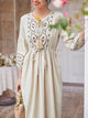 Lemon Tart Embroidered Detail Long Maxi Dress LTAMD614 - Cream