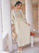 Lemon Tart Embroidered Detail Long Maxi Dress LTAMD614 - Cream