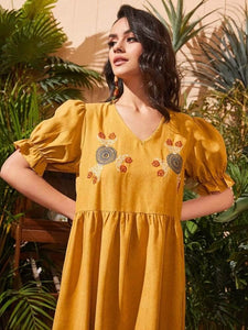 Lemon Tart Embroidered Detail Long Maxi Dress LTAMD646