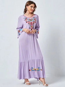 Lemon Tart Embroidered Detail Maxi Dress LTAMD700 - Purple