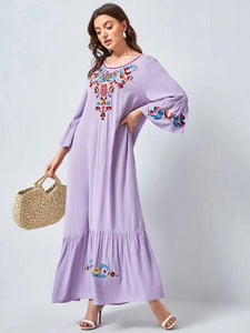 Lemon Tart Embroidered Detail Maxi Dress LTAMD700 - Purple
