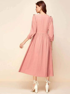 Lemon Tart Embroidered Detail Maxi Long Dress LTAMD92 - Pink