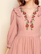 Lemon Tart Embroidered Detail Maxi Long Dress LTAMD92 - Pink