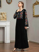 Lemon Tart Embroidered Detail Velvet Long Maxi Dress LTAMD535 - Black