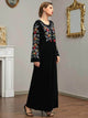 Lemon Tart Embroidered Detail Velvet Long Maxi Dress LTAMD535 - Black