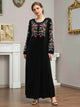 Lemon Tart Embroidered Detail Velvet Long Maxi Dress LTAMD535 - Black