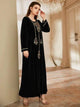 Lemon Tart Embroidered Detail Velvet Long Maxi Dress LTAMD536 - Black