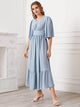 Lemon Tart Flutter Sleeve Detail Long Maxi Dress LTAMD347 - Blue
