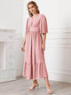 Lemon Tart Flutter Sleeve Detail Long Maxi Dress LTAMD347 - Pink