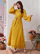 Lemon Tart Frill Trim Detail Long Maxi Dress LTAMD470