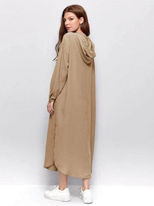 Lemon Tart Hooded Button Detail Maxi Long Dress LTAMD220 - Khaki