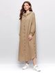 Lemon Tart Hooded Button Detail Maxi Long Dress LTAMD220 - Khaki