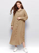 Lemon Tart Hooded Button Detail Maxi Long Dress LTAMD220 - Khaki