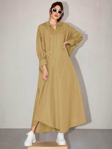 Lemon Tart Kaftan Pocket Detail Long Maxi Dress LTAMD463 - Brown