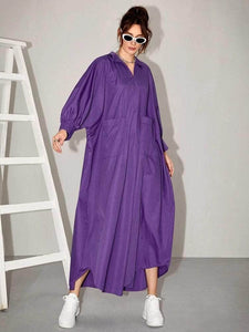 Lemon Tart Kaftan Pocket Detail Long Maxi Dress LTAMD463 - Purple