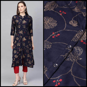 Lemon Tart KHLUS344 1 Piece Gold Foil Block Printed Unstitched Khaddar Kurti
