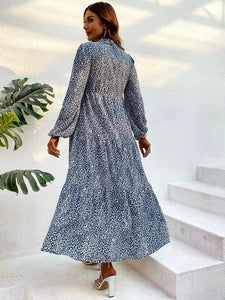 Lemon Tart Leopard Print Detail Maxi Dress LTAMD721 - Blue