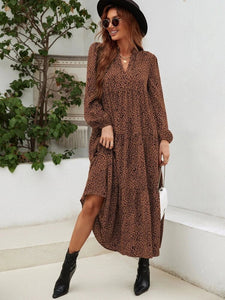 Lemon Tart Leopard Print Detail Maxi Dress LTAMD721 - Brown